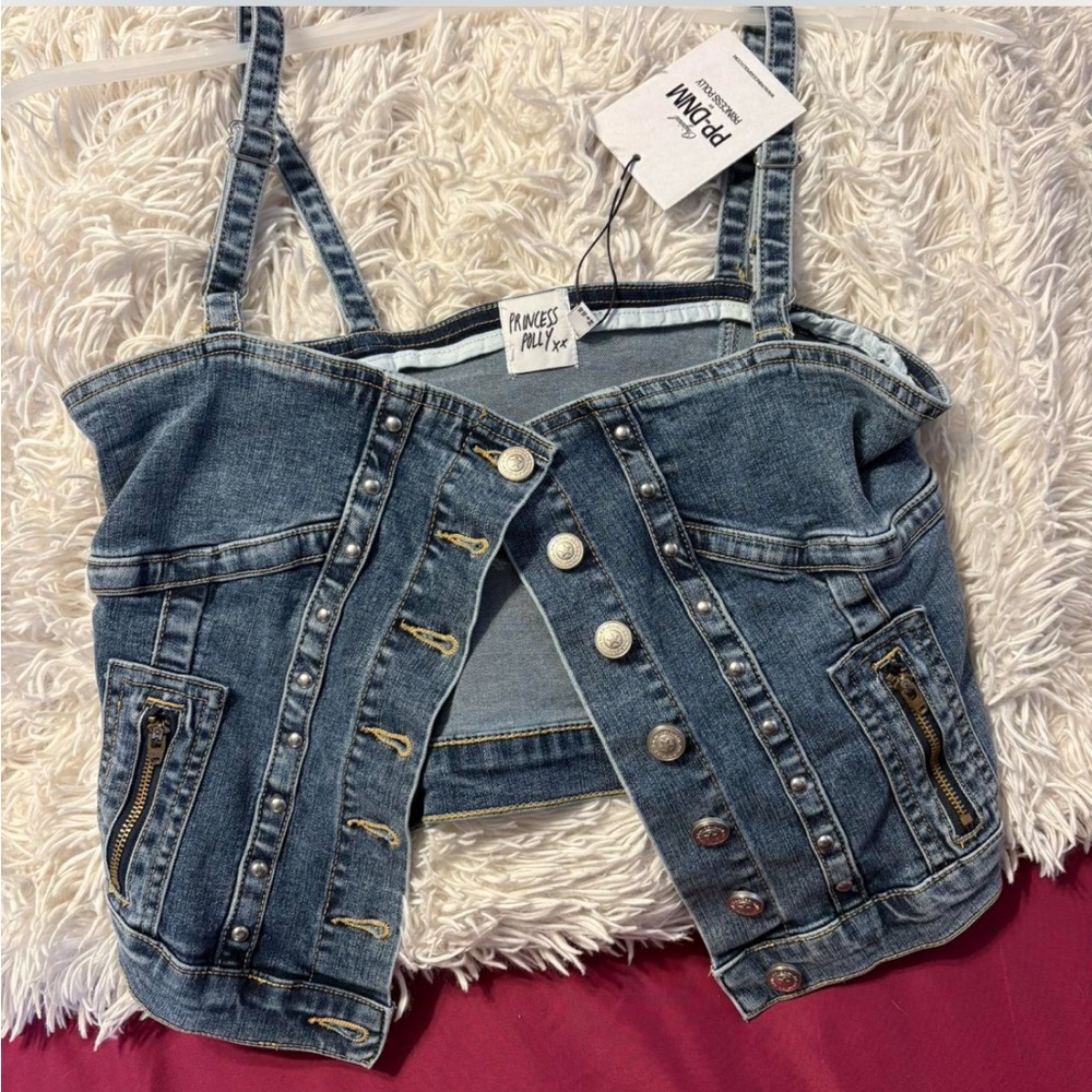 Princess Polly Blue Denim Crop Top